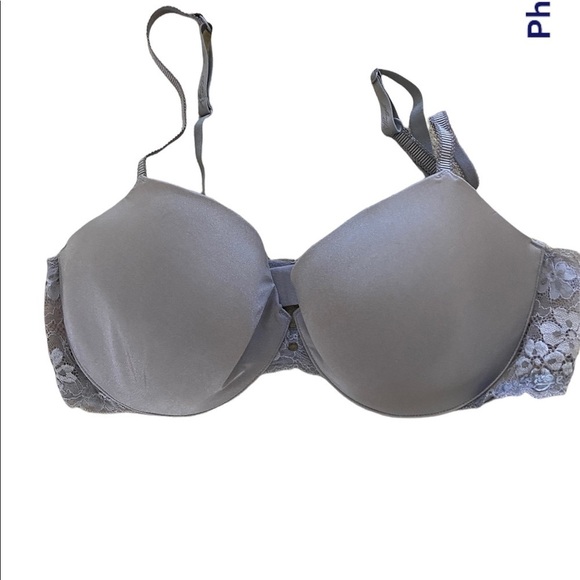 Victoria’s Secret Angel Ipex padded gray lace in back bra size 36D Demi - Picture 1 of 3
